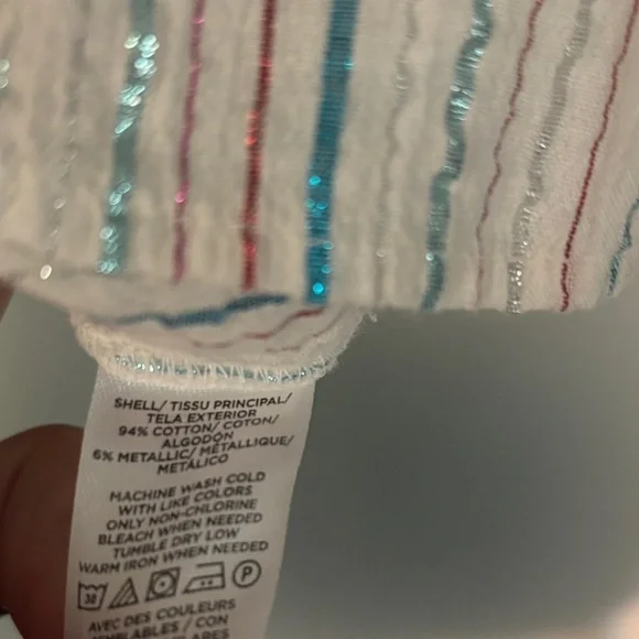 Loft Metallic Striped Top Square Neck Size Small - Picture 7 of 7